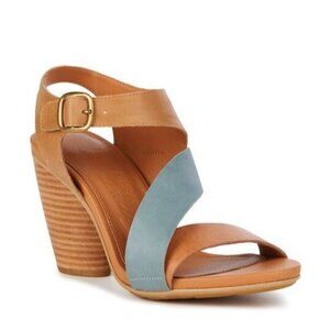 Emu Australia Size 8.5 Tan Teal Dawn Block Heel Strappy Wrapped Leather Sandals